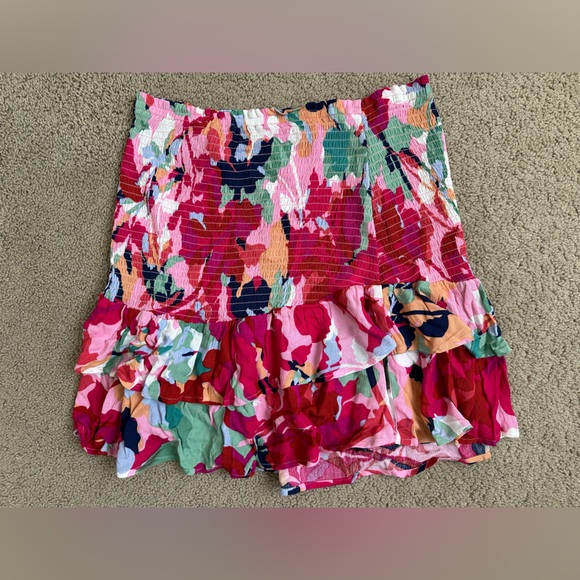 NWT BB Dakota Steve Madden Floral Mini Skirt Smocked Flounce Size XXL Co… - Picture 8 of 9
